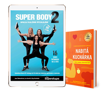 E-shop PRE FITNESKU, ktorá chce spalovať a rysovať - Online program na domáce cvičenie SUPER BODY 2 + kniha NABITÁ KUCHÁRKA